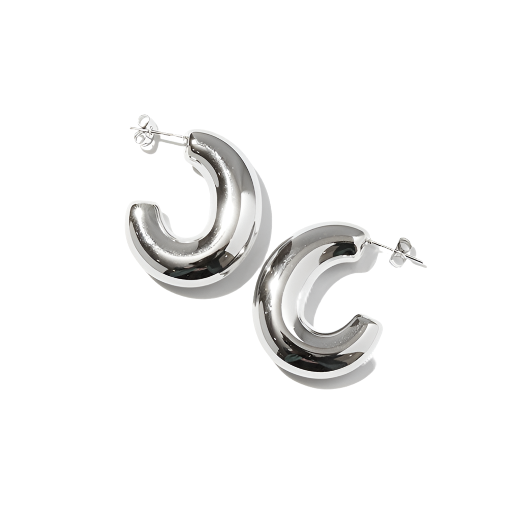 Julia "Silver" Chunky J Shape Hoop - Alais Branche