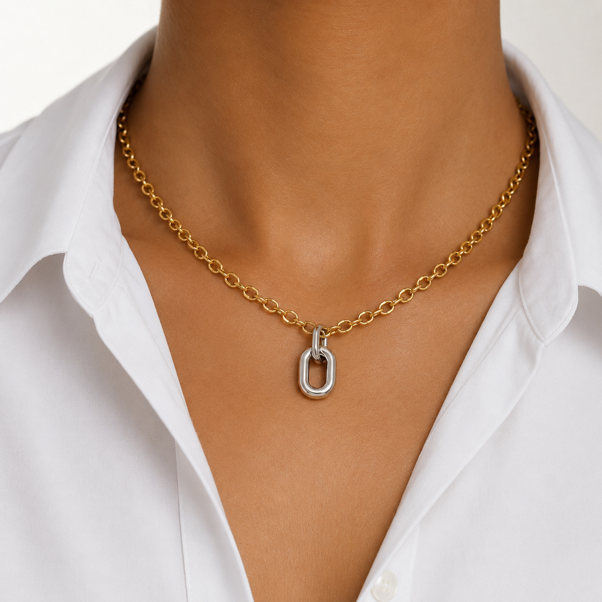 Amara Gold Links with Gold Drop Circle Necklace - Alais Branche