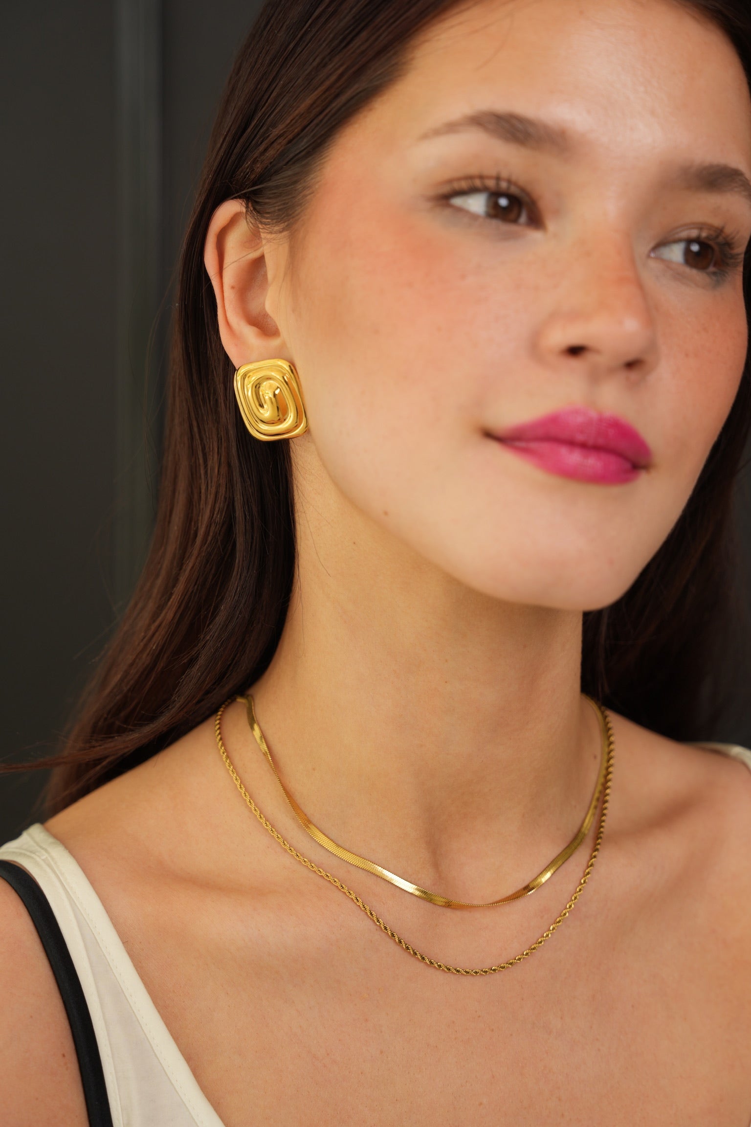 Ivana Spiral Square Earrings - Alais Branche