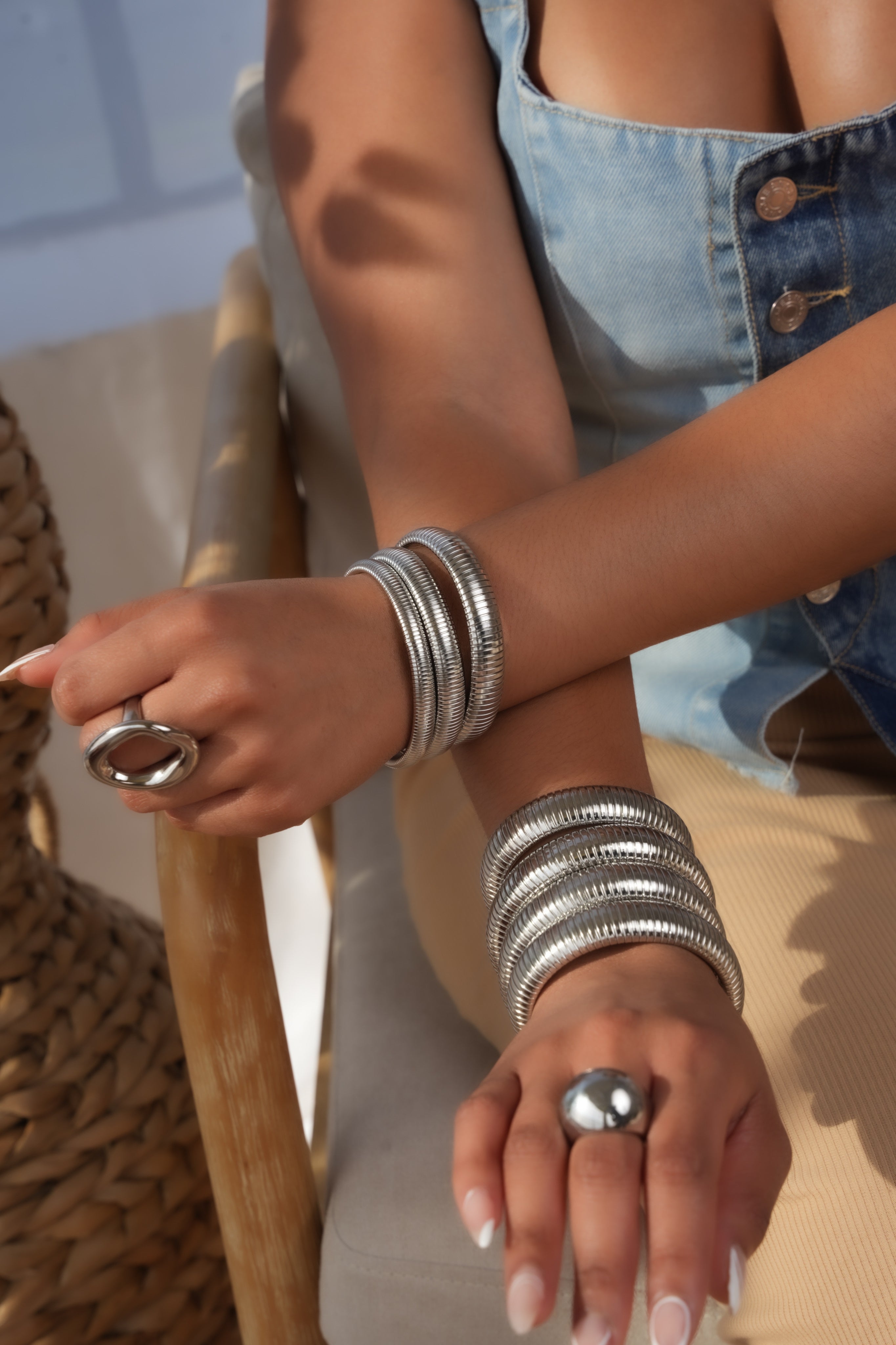 Jas “Silver” Coil Bangle Bracelet - Alais Branche