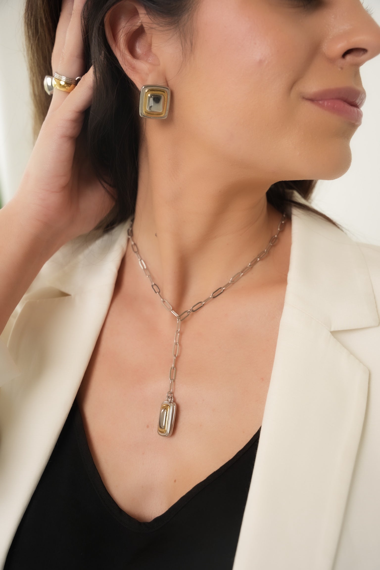 Talia Lariat Silver Necklace