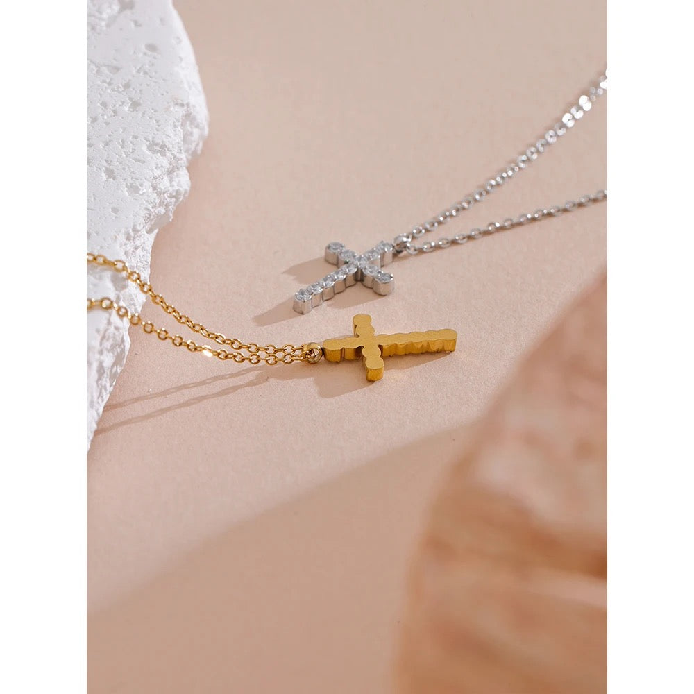 Grace Pave’ Cross Necklace - Alais Branche