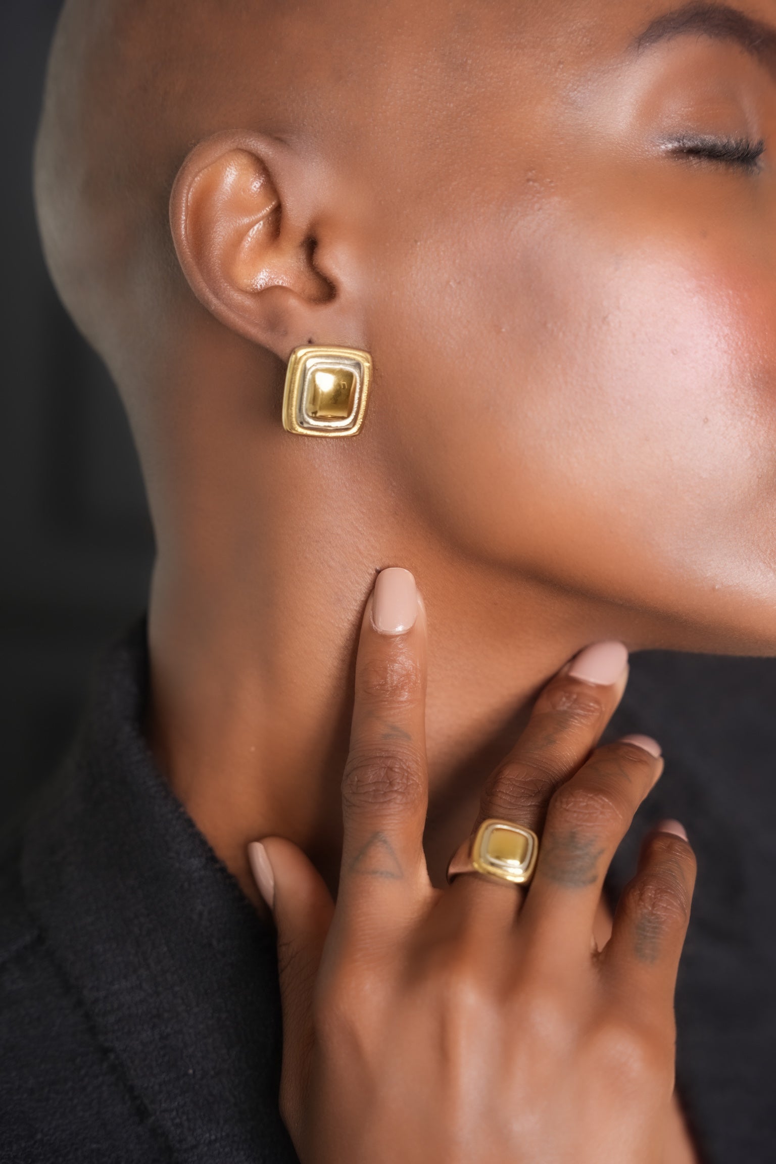 Jade Square Gold Ring