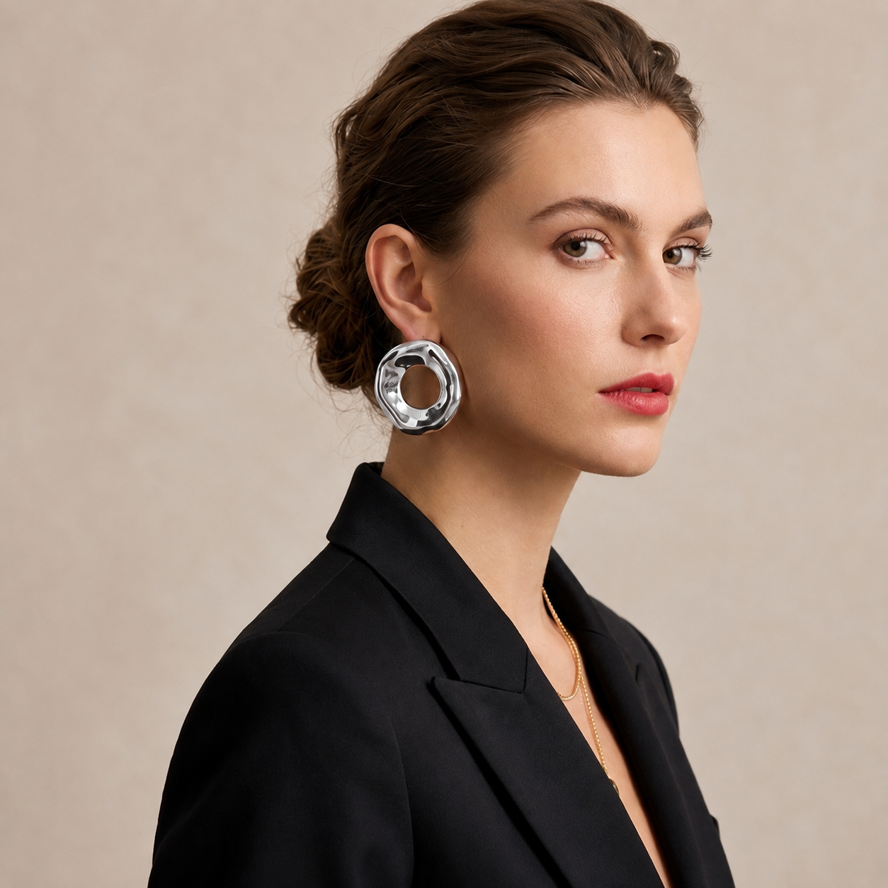 Lenox Wavy Open Circle Earrings - Alais Branche
