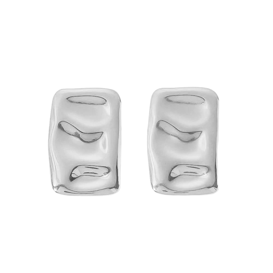 Jane “Silver” Wavy Square Earrings - Alais Branche