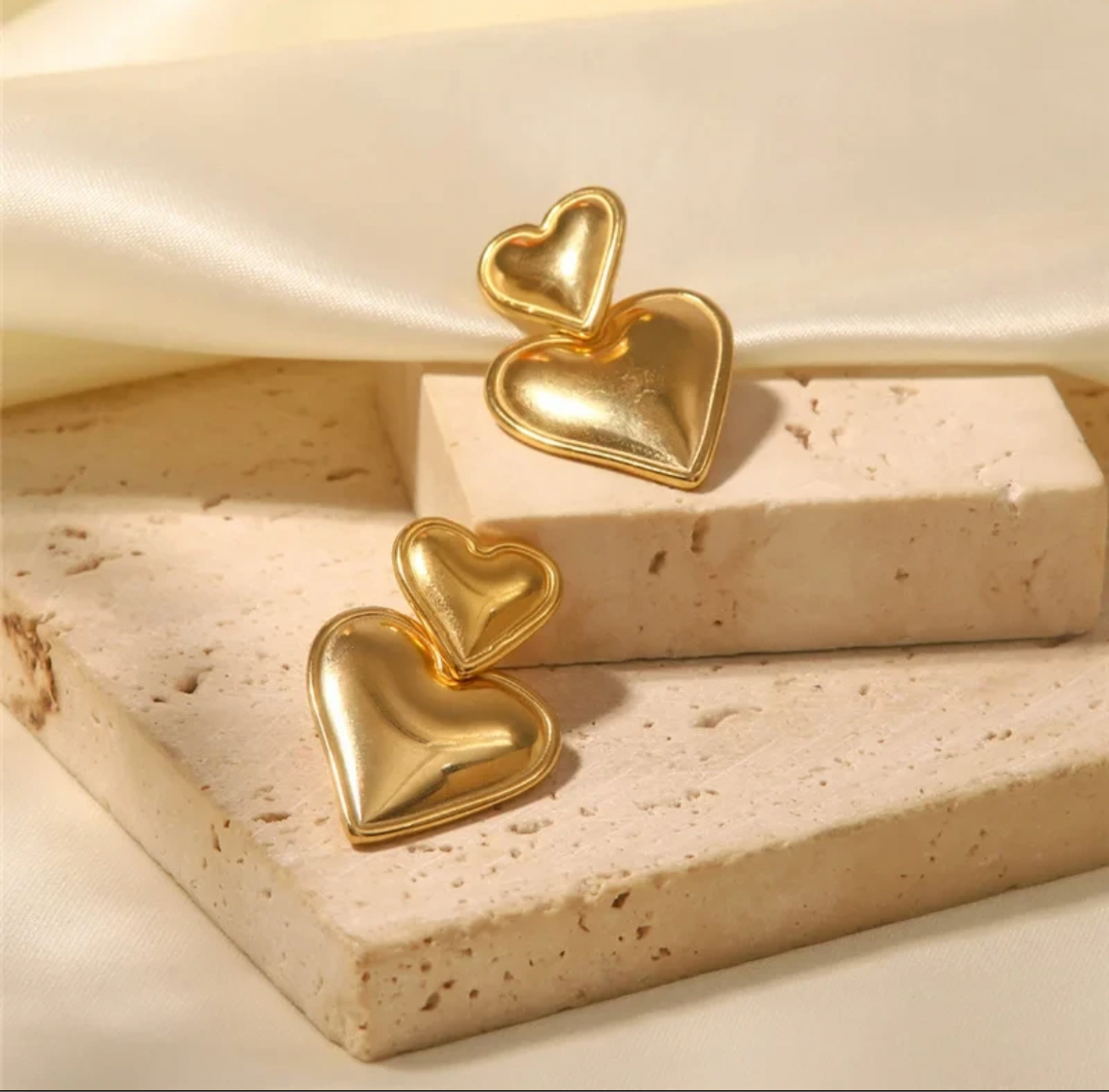 Selene Double Heart Drop Earrings - Alais Branche