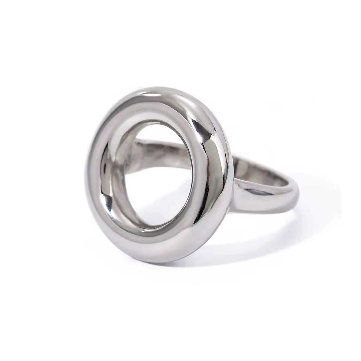 J&D Jewelry Hoop Hollow Ring 18K Gold Plated Stainless Steel Simple Daily Ring Chunky Ring for Woman - Alais Branche