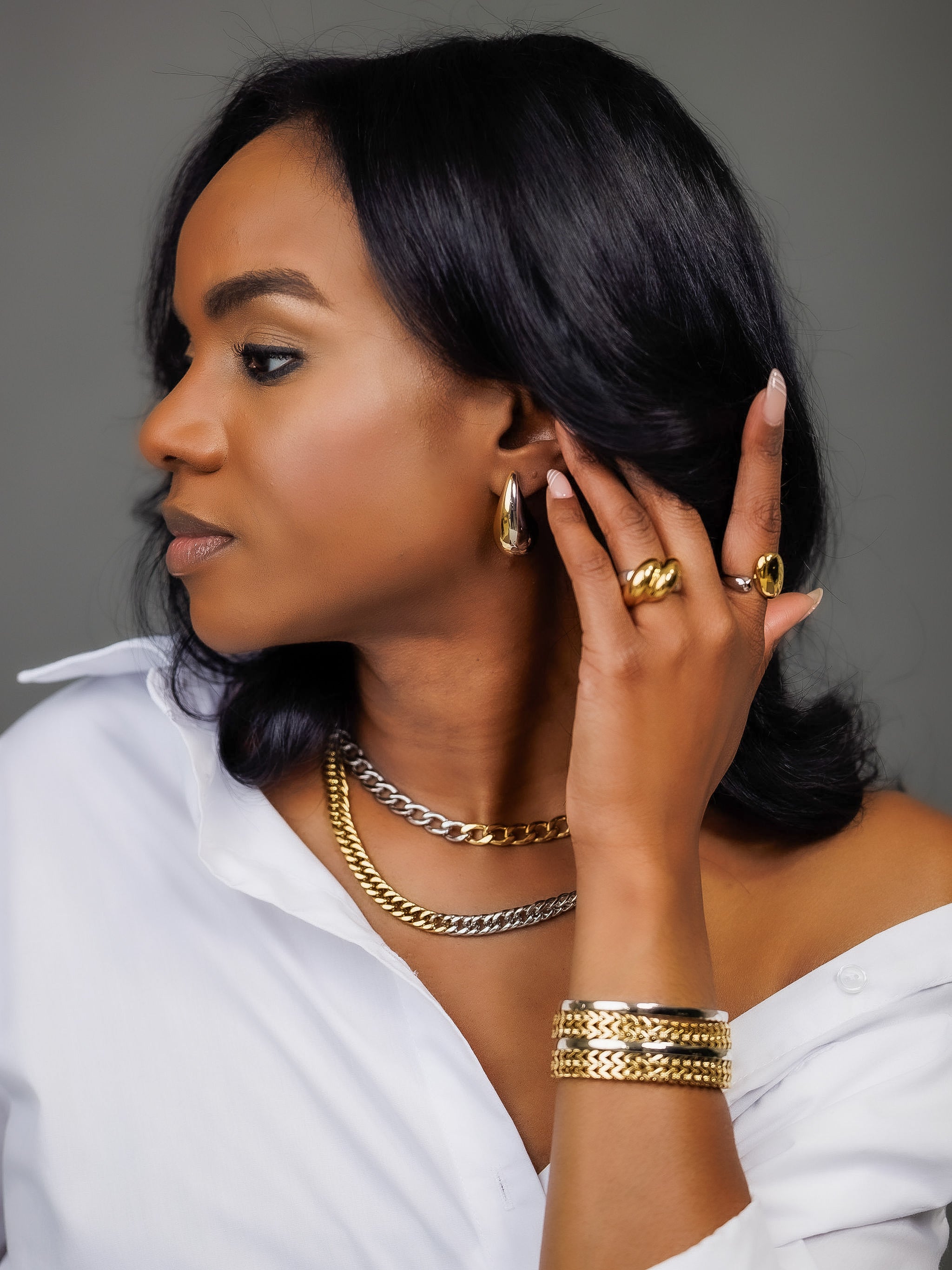 Freya Drop Stud Earrings - Alais Branche