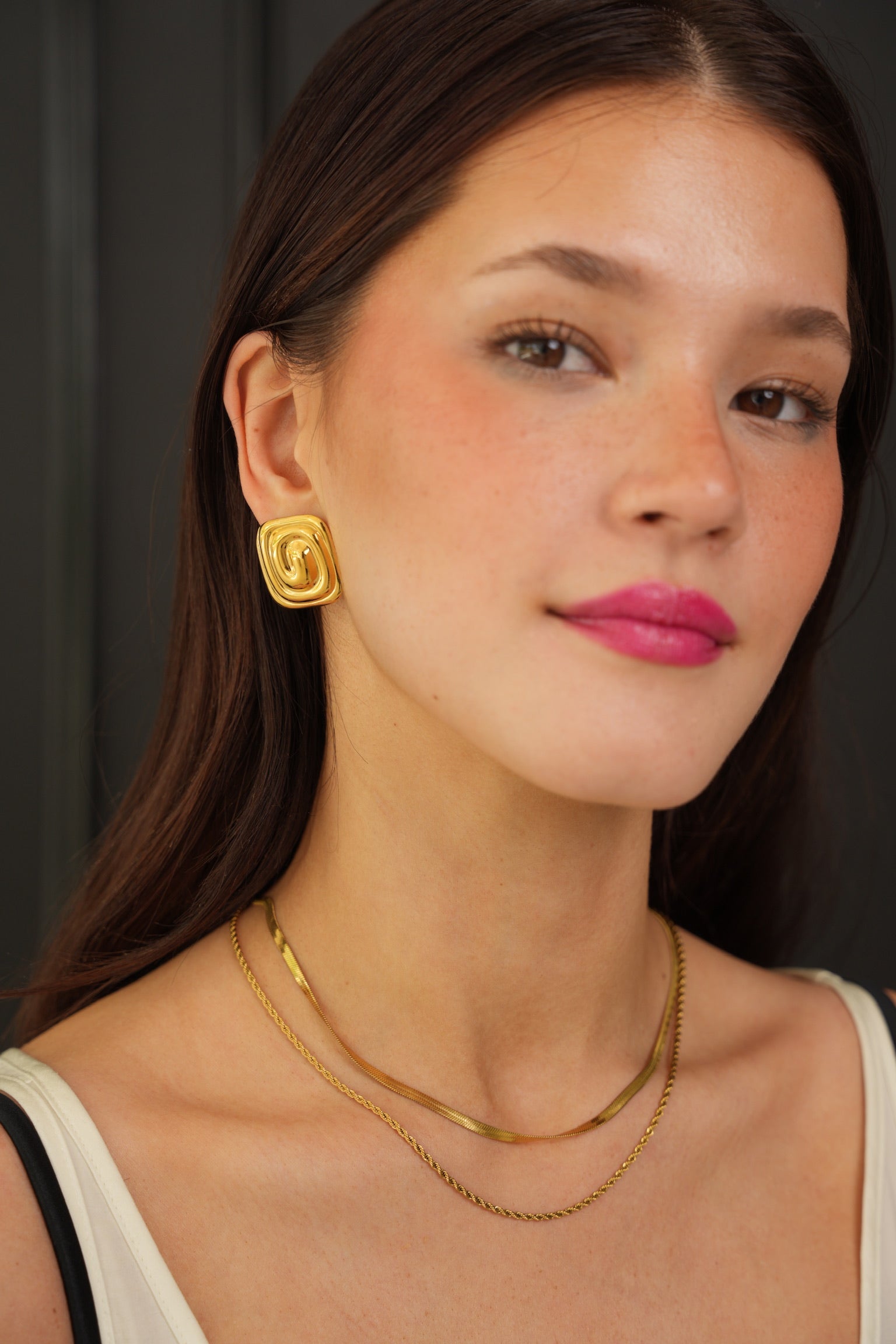 Ivana Spiral Square Earrings - Alais Branche