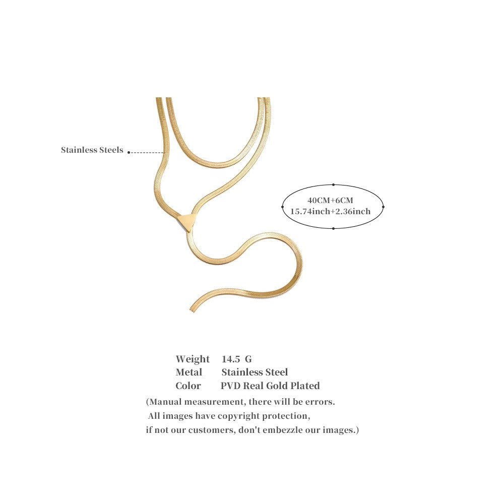 JINYOU 5317 New Arrival Double Layers Metal Snake Chain Necklace Waterproof 316L Stainless Steel Necklace for Women Jewelry - Alais Branche