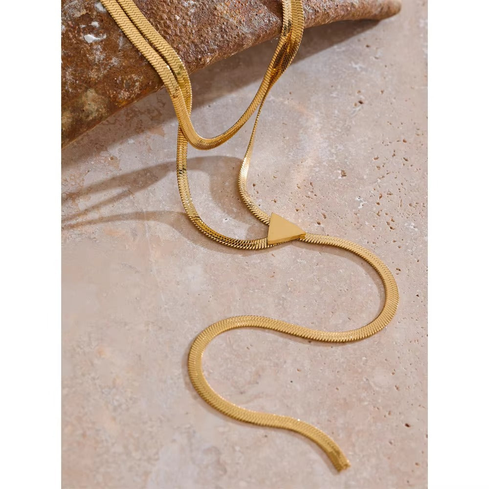 JINYOU 5317 New Arrival Double Layers Metal Snake Chain Necklace Waterproof 316L Stainless Steel Necklace for Women Jewelry - Alais Branche