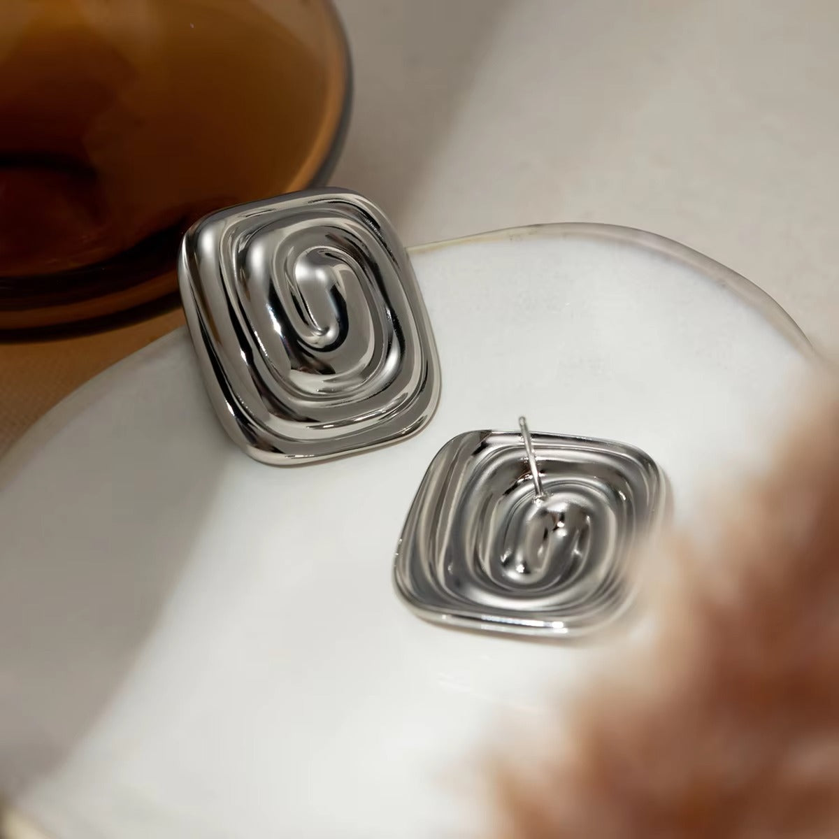 Spiral Square Earrings - Alais Branche
