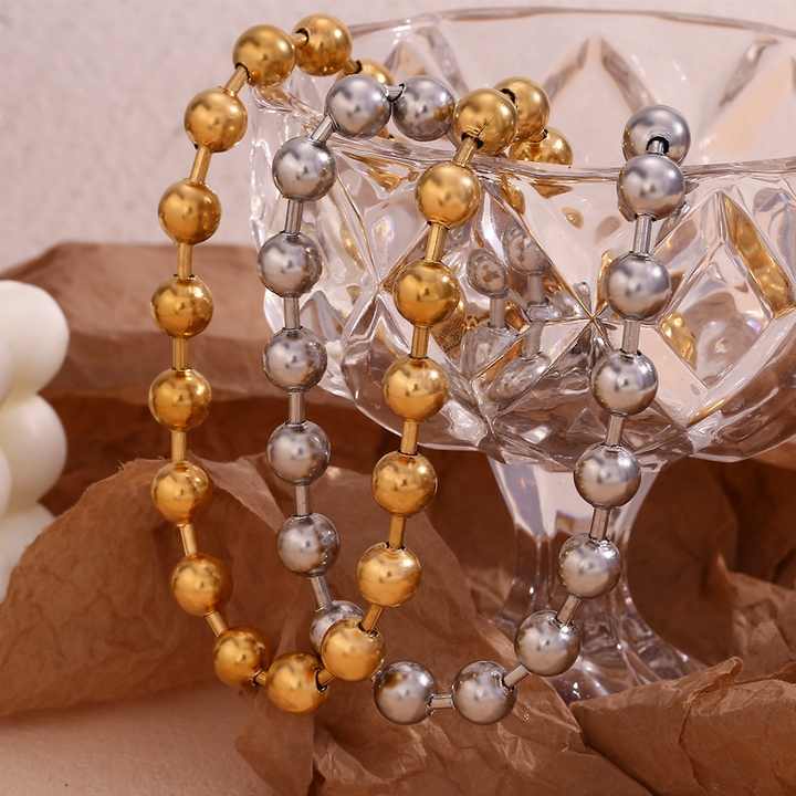 Dreamshow Waterproof Beaded Chain Necklace Gold Plated Choker Tarnish Free Stainless Steel Necklace - Alais Branche