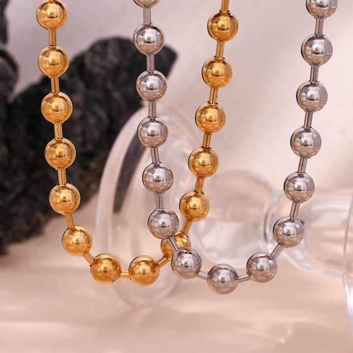 Dreamshow Waterproof Beaded Chain Necklace Gold Plated Choker Tarnish Free Stainless Steel Necklace - Alais Branche