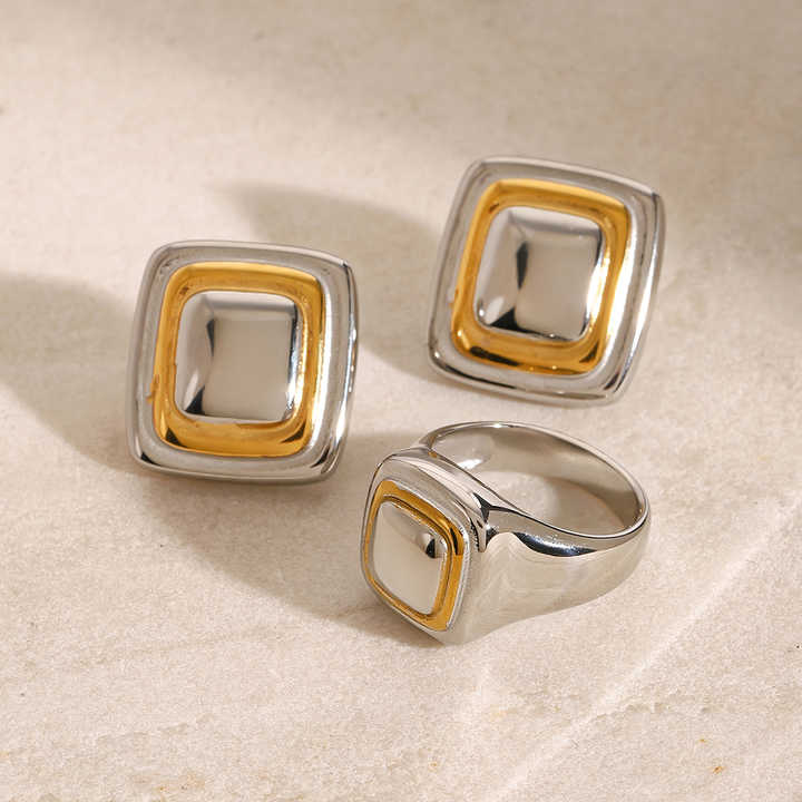 Noa Square Silver Earrings - Alais Branche