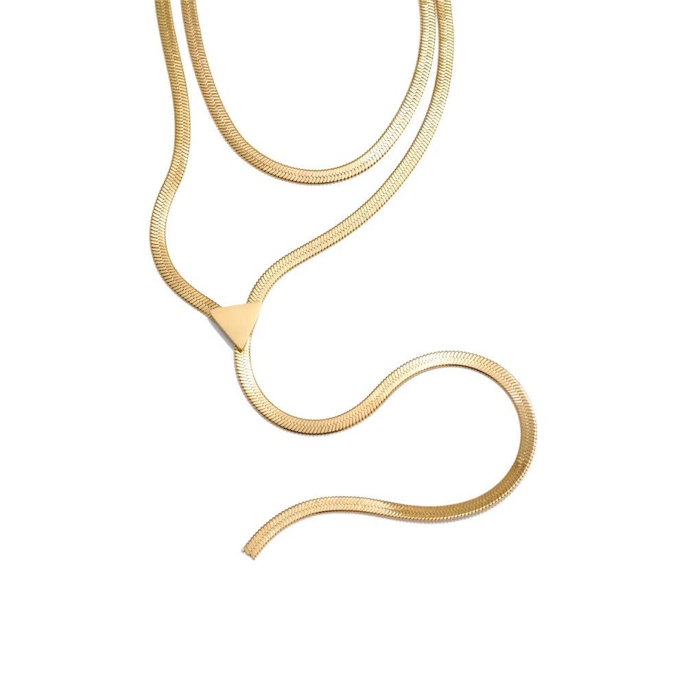 JINYOU 5317 New Arrival Double Layers Metal Snake Chain Necklace Waterproof 316L Stainless Steel Necklace for Women Jewelry - Alais Branche