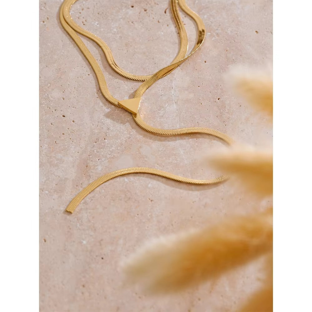 JINYOU 5317 New Arrival Double Layers Metal Snake Chain Necklace Waterproof 316L Stainless Steel Necklace for Women Jewelry - Alais Branche