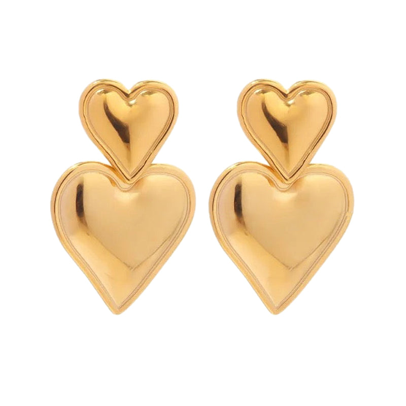 Selene Double Heart Drop Earrings - Alais Branche