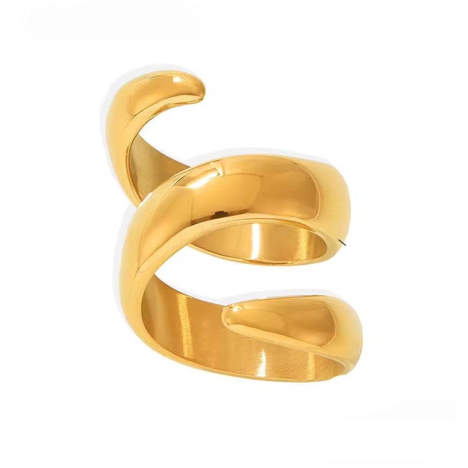Unique Fashion Spiral Ring For Women Men 18K Gold Plated Waterproof Spring Shaped Women's Men's Couples Stainless Steel Rings - Alais Branche