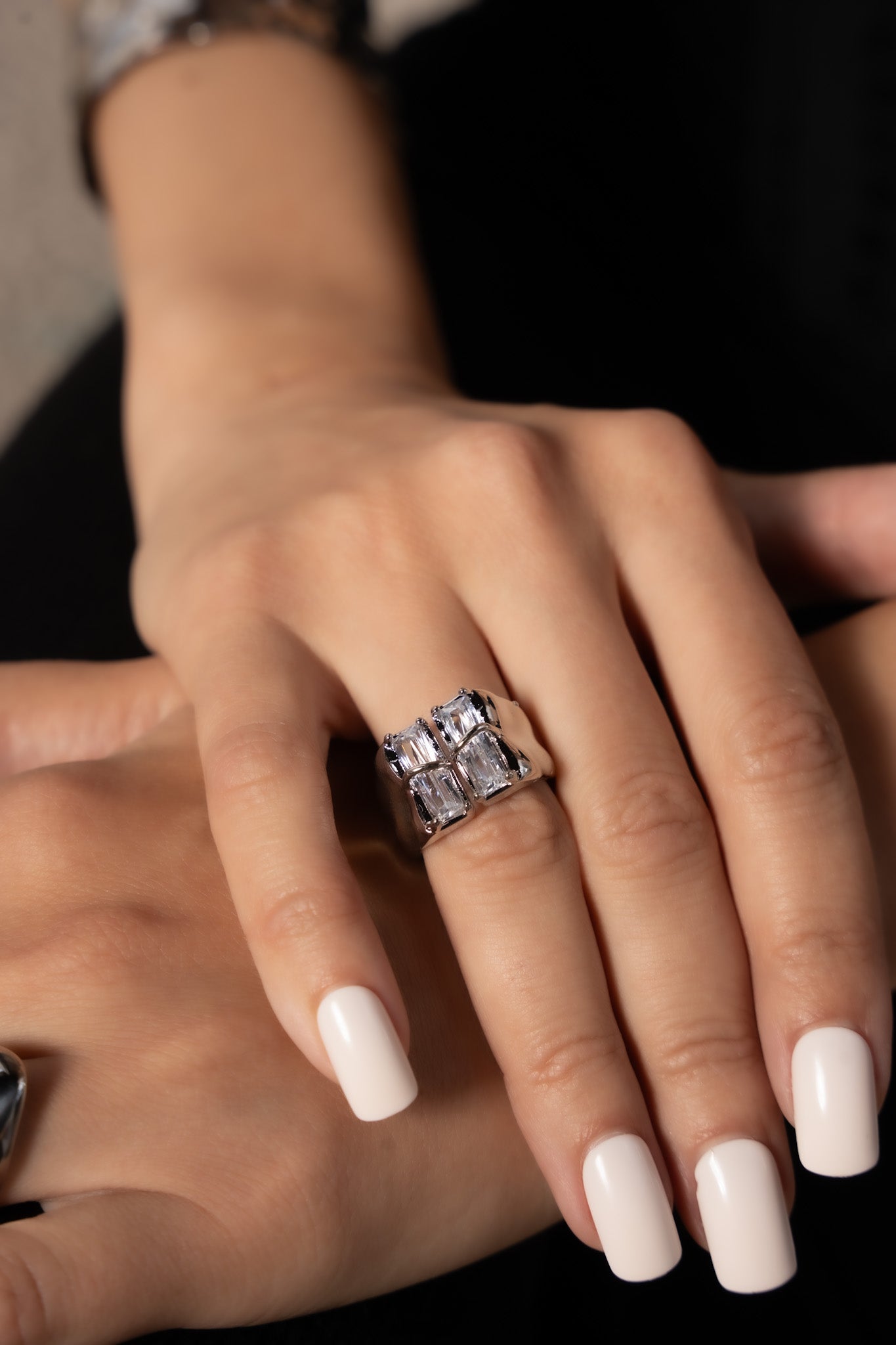 Lisa “Silver” Square Zircon Ring - Alais Branche