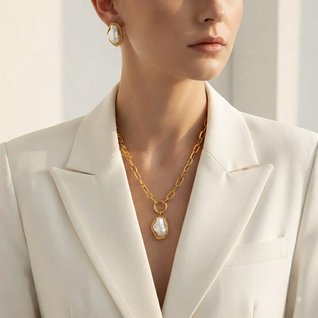 Kendall Baroque Pearl Stud Earrings - Alais Branche
