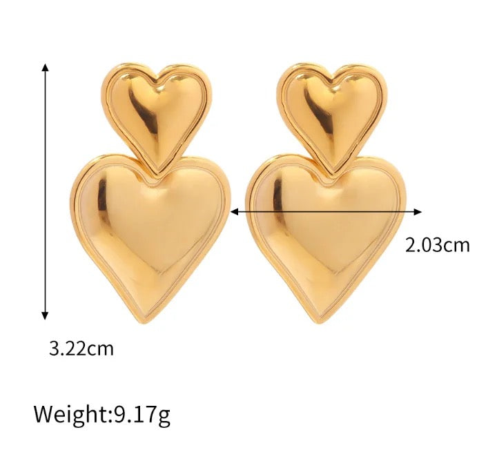 Selene Double Heart Drop Earrings - Alais Branche