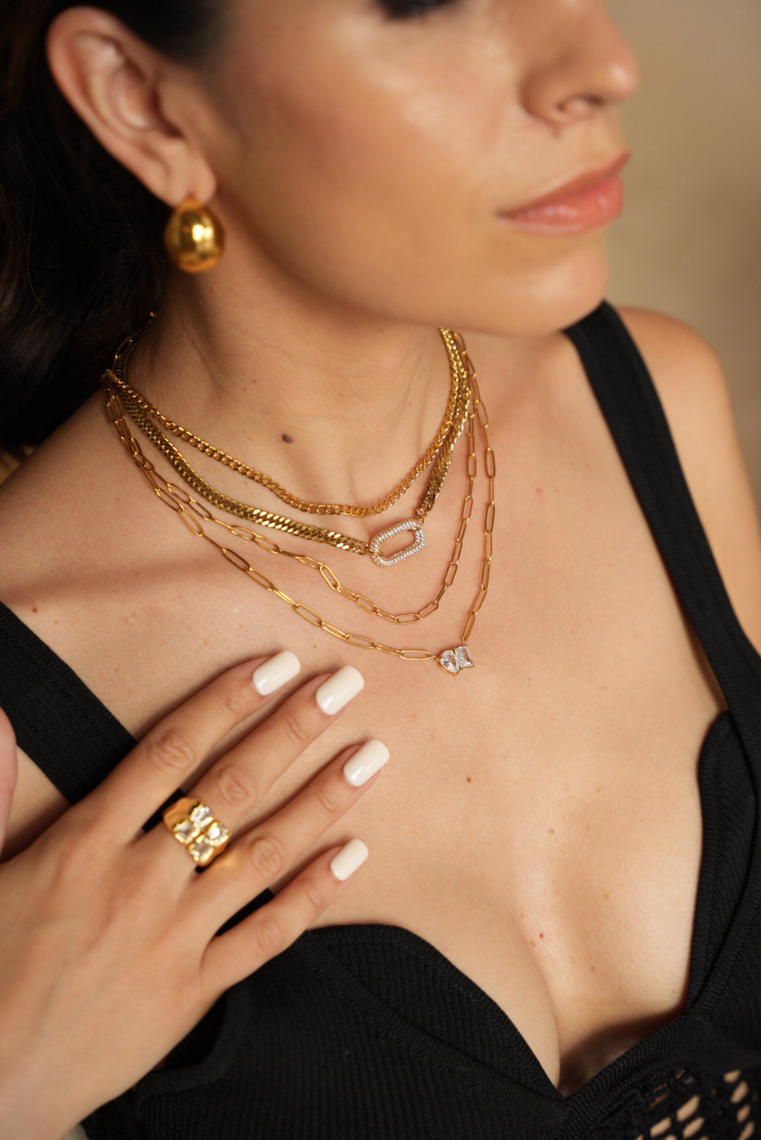 Kelly Pave Circle Cuban Necklace - Alais Branche