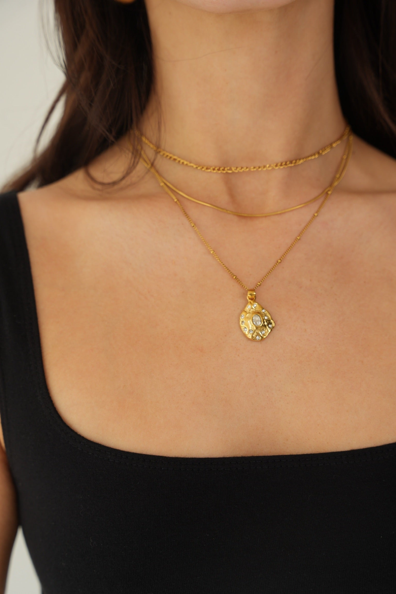 Nugget Pave Pendant Necklace - Alais Branche