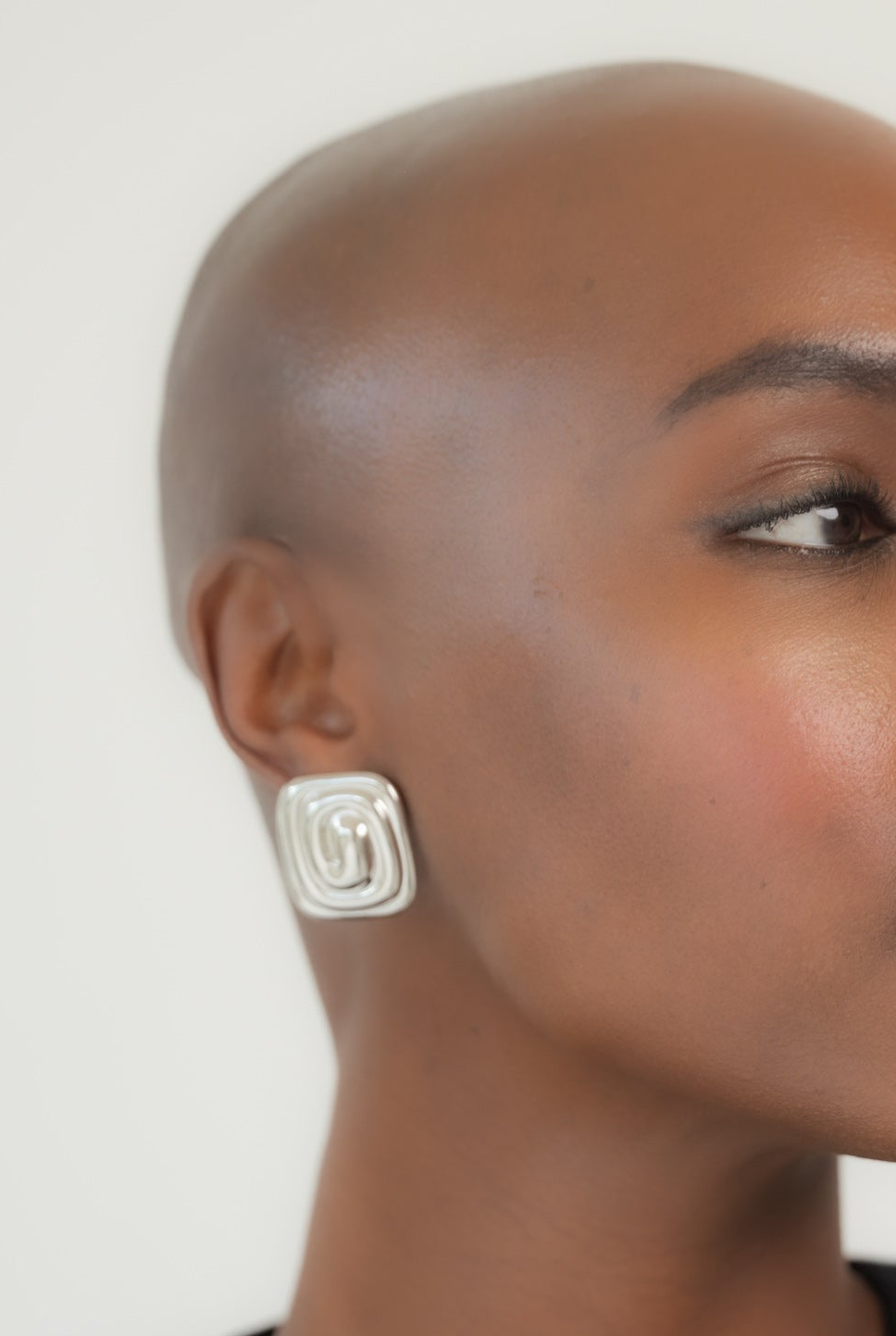Ivana "Silver" Spiral Square Earrings - Alais Branche