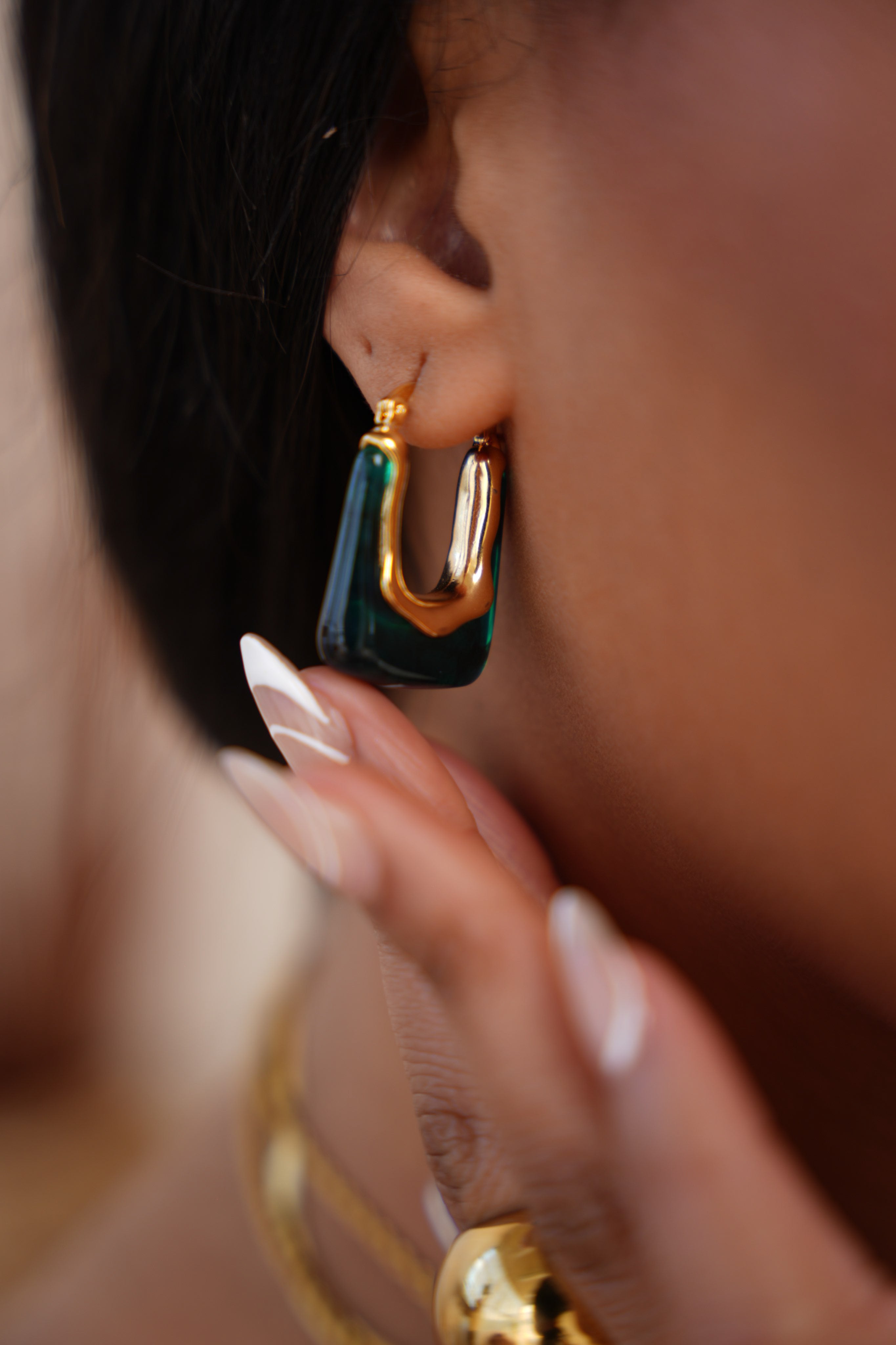 Kate Green Resin Square Earrings - Alais Branche