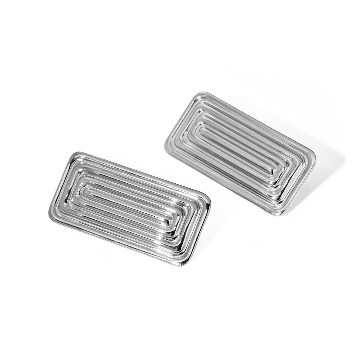 Irene "Silver" Spiral Rectangle Earrings - Alais Branche