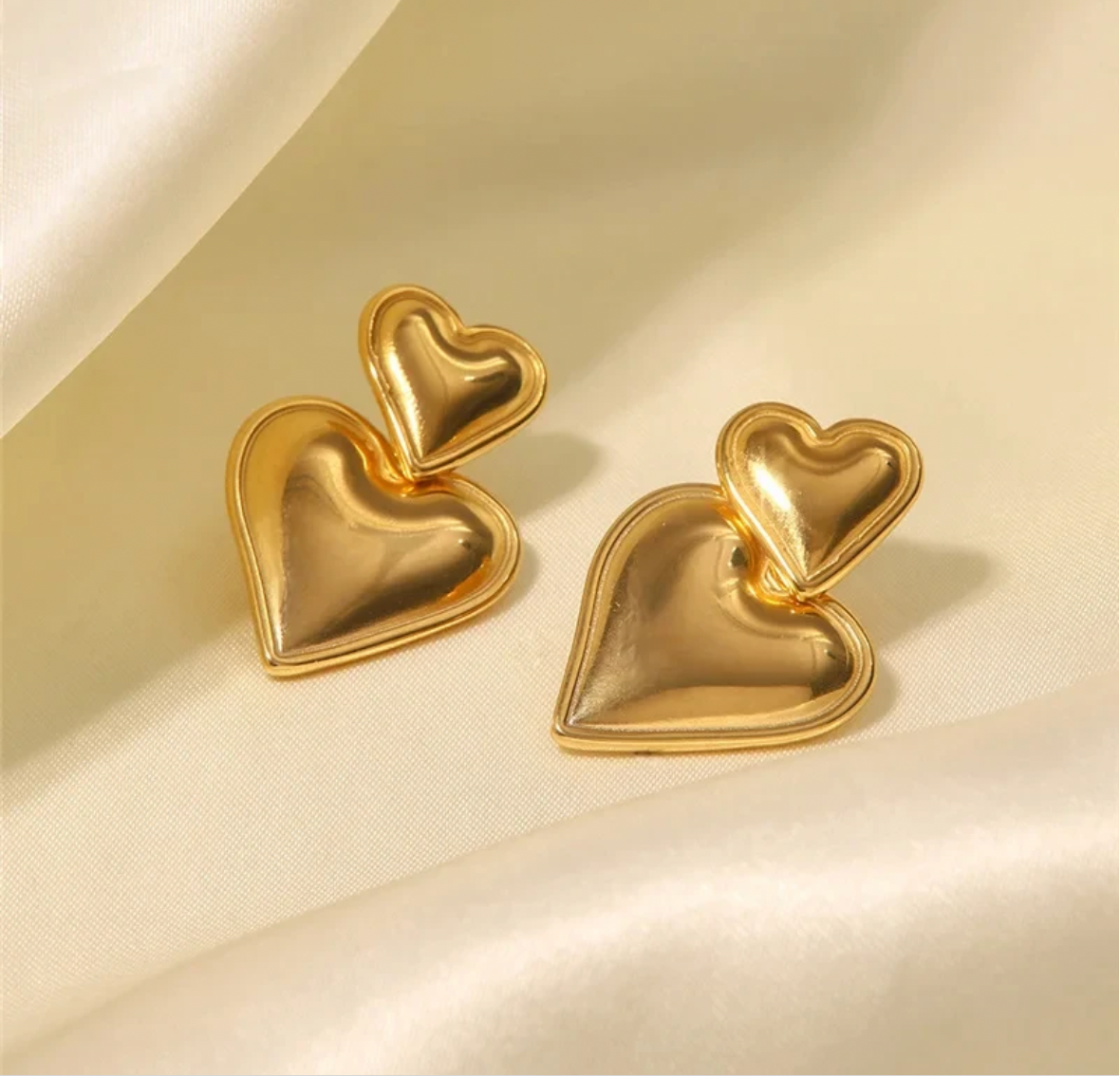 Selene Double Heart Drop Earrings - Alais Branche