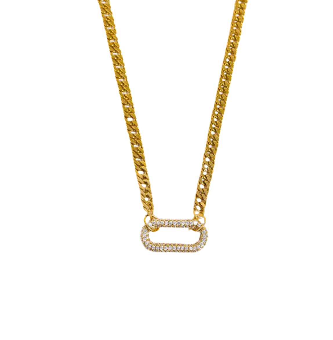 Kelly Pave Circle Cuban Necklace - Alais Branche