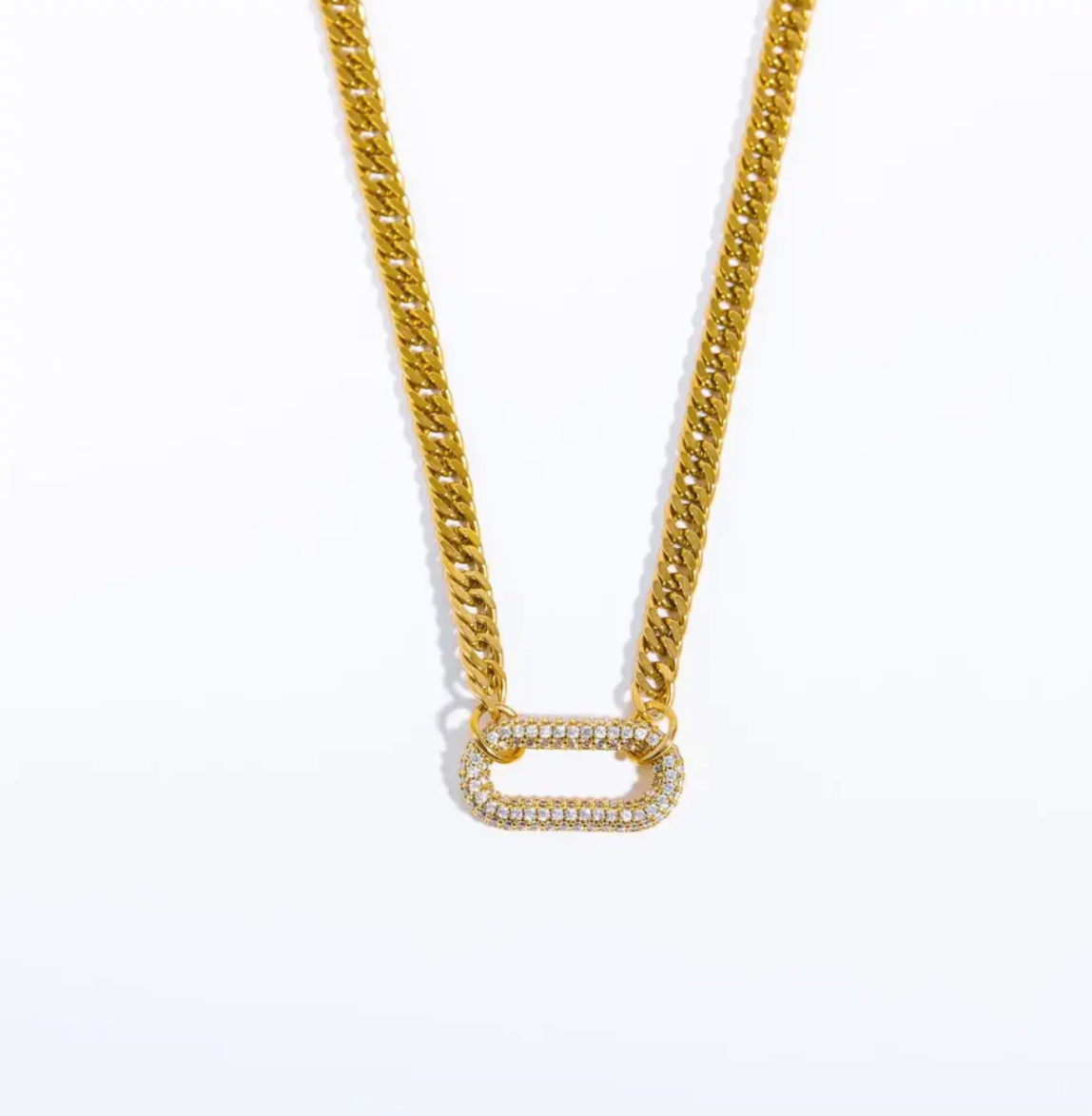 Kelly Pave Circle Cuban Necklace - Alais Branche