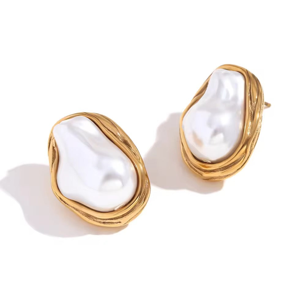 Kendall Baroque Pearl Stud Earrings - Alais Branche