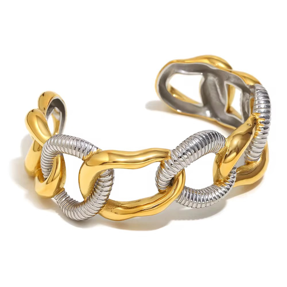 Natalie Hollow Chain Cuff Bracelet