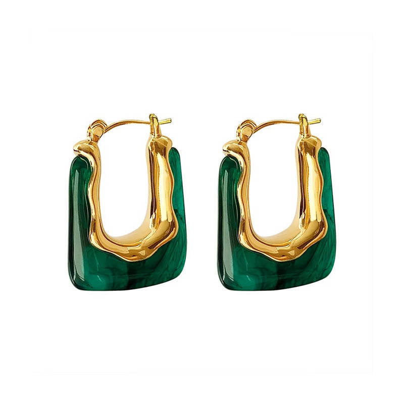 Kate Green Resin Square Earrings - Alais Branche