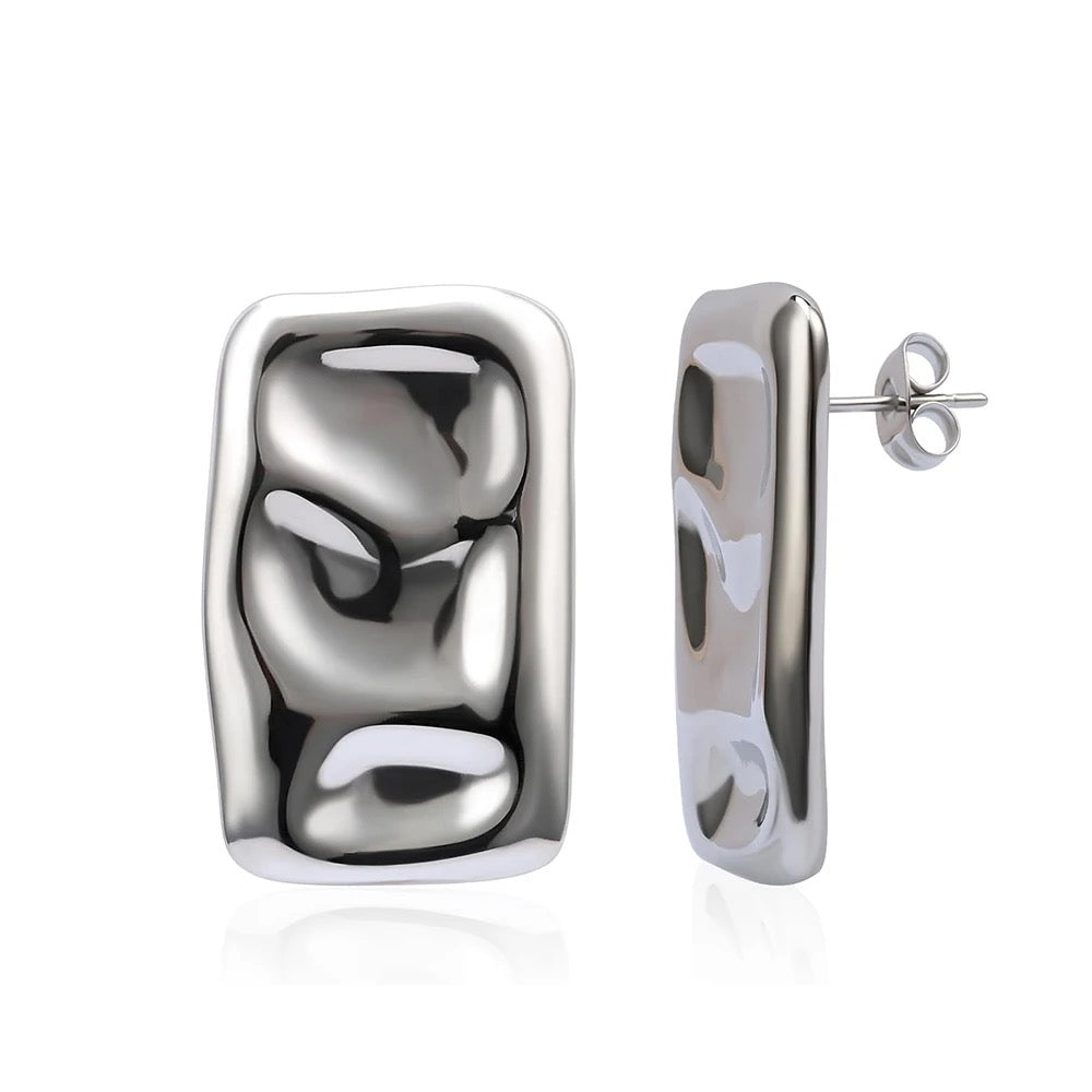 Jane “Silver” Wavy Square Earrings - Alais Branche