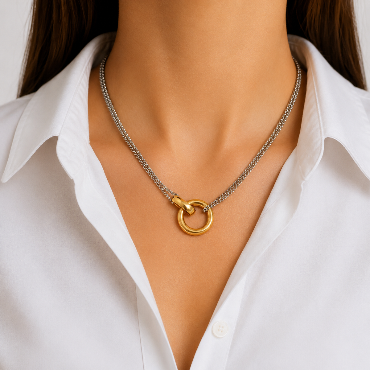 Aralyn Open Gold Circle Necklace - Alais Branche