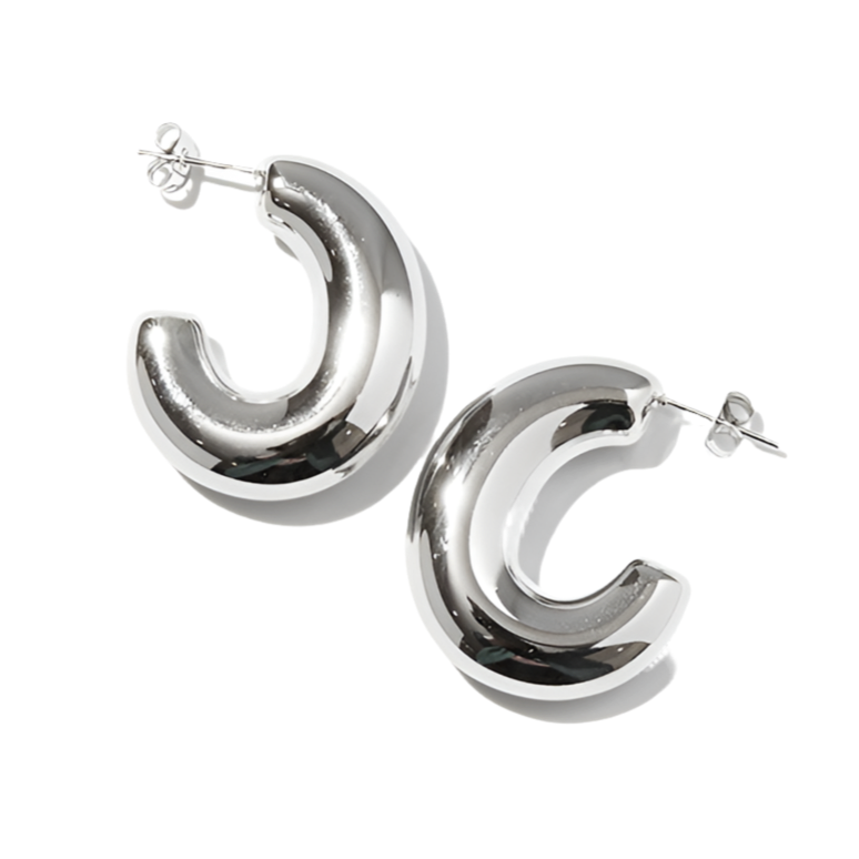 Julia "Silver" Chunky J Shape Hoop - Alais Branche