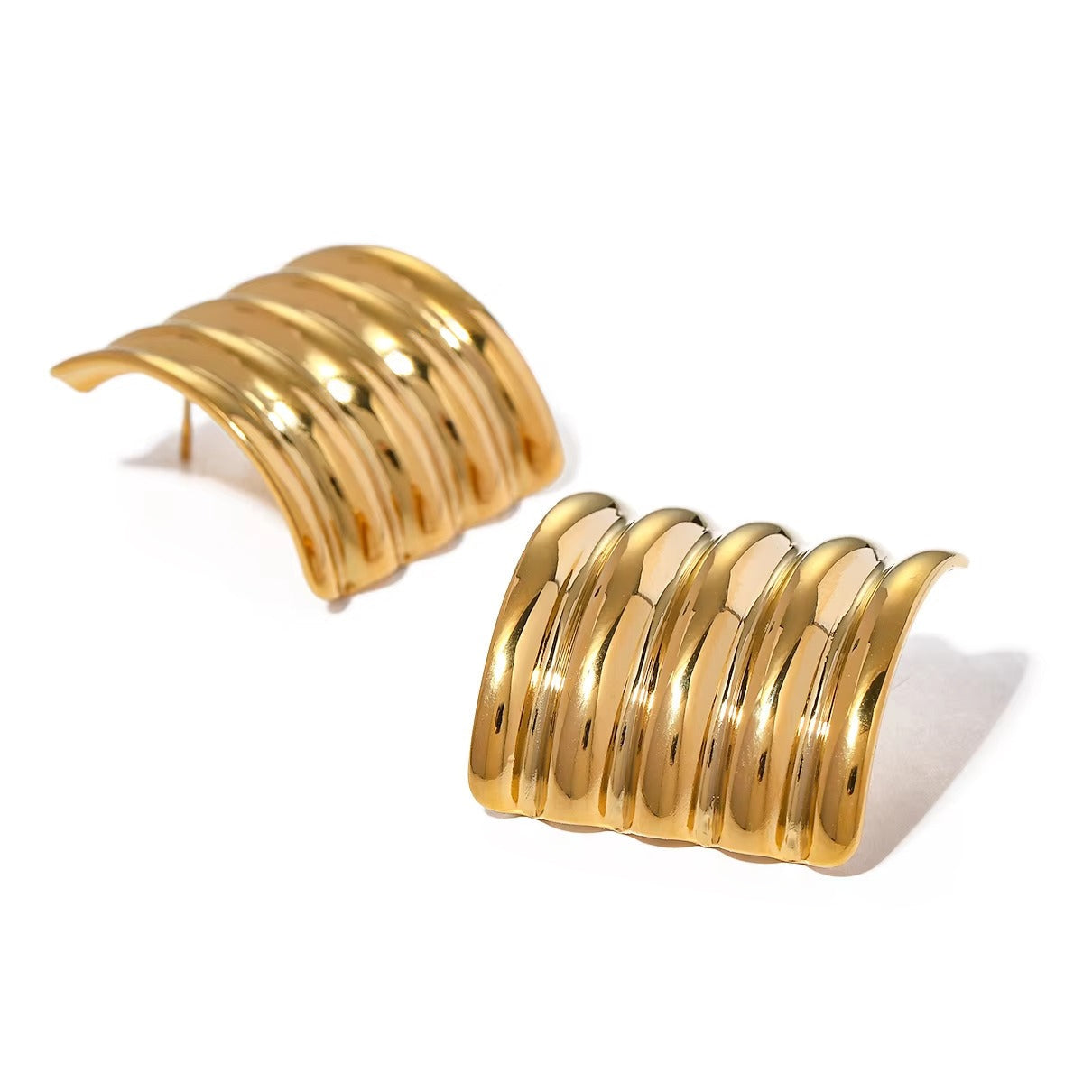 Heidi Large Ribbed Earrings - Alais Branche