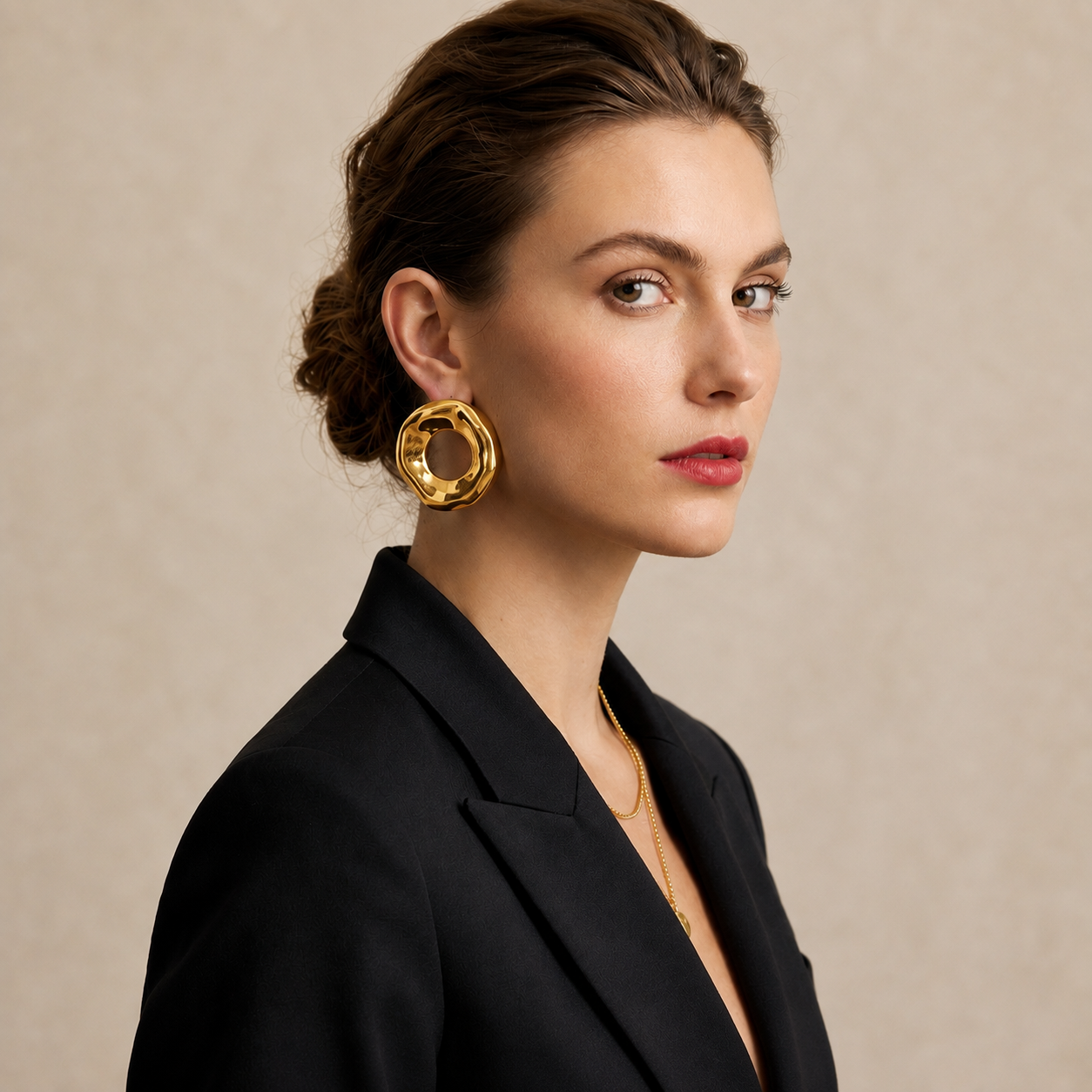 Lenox Wavy Open Circle Earrings - Alais Branche