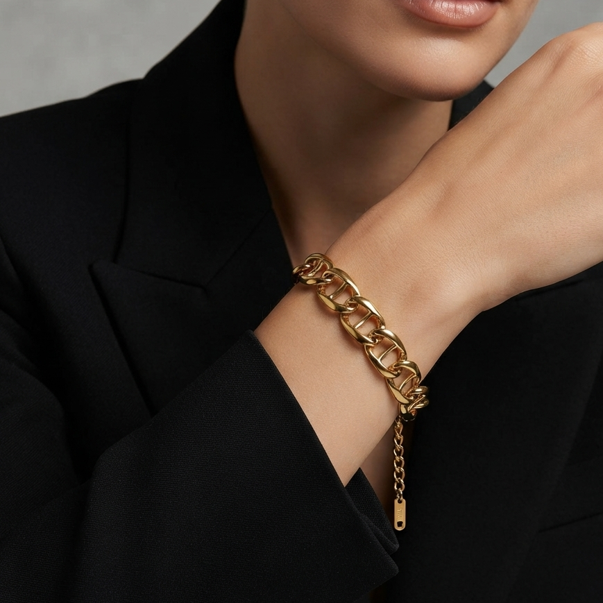 Jory Thick Flat Links Bracelet - Alais Branche