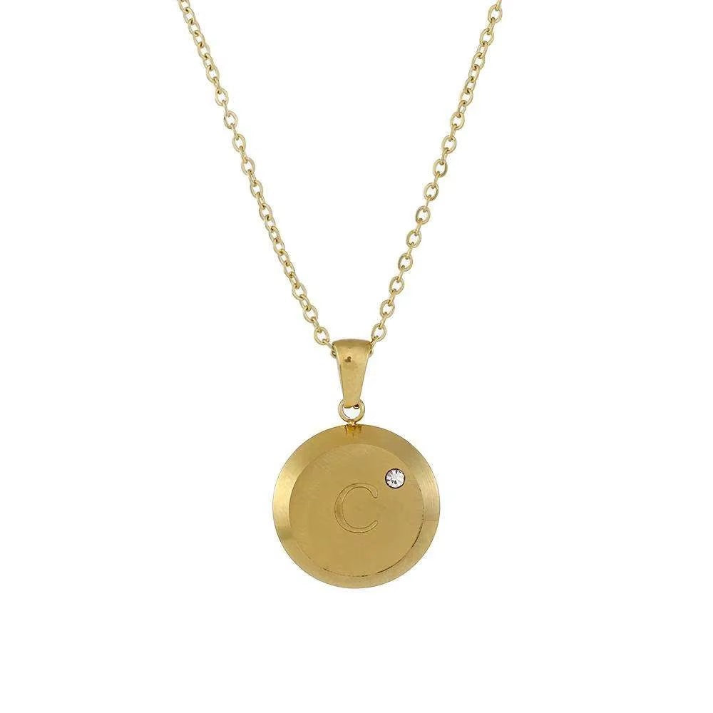 Talina Circle Initial Necklace - Alais Branche