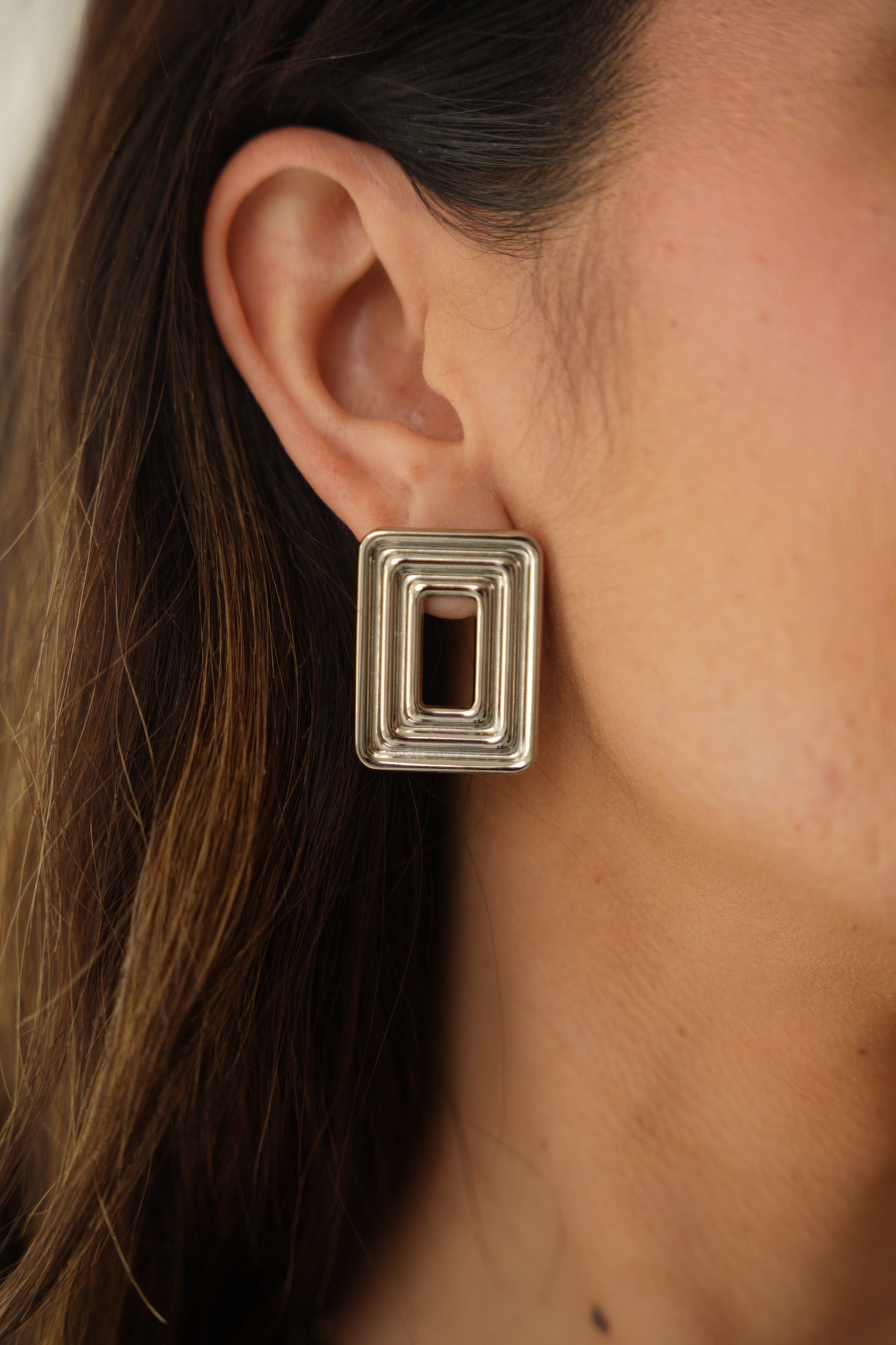 India “Silver” Open Square Earrings - Alais Branche