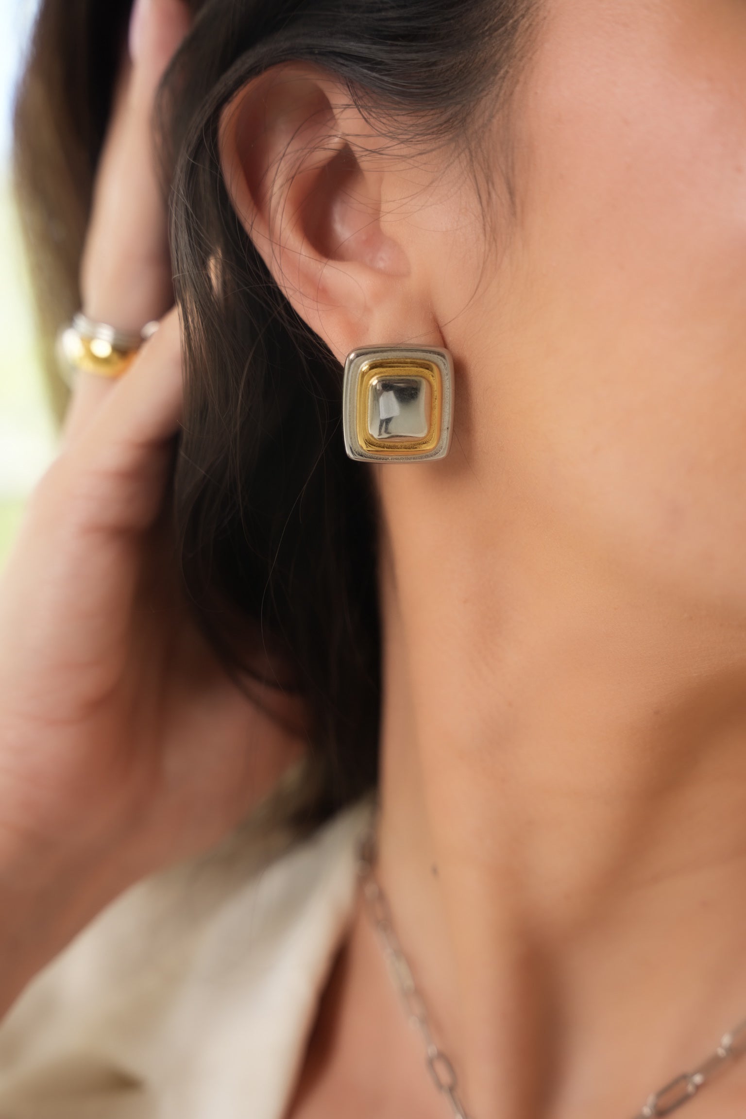 Noa Square Silver Earrings - Alais Branche