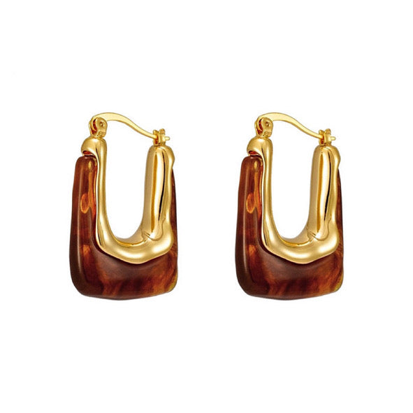 Kate Brown Resin Square Earrings - Alais Branche