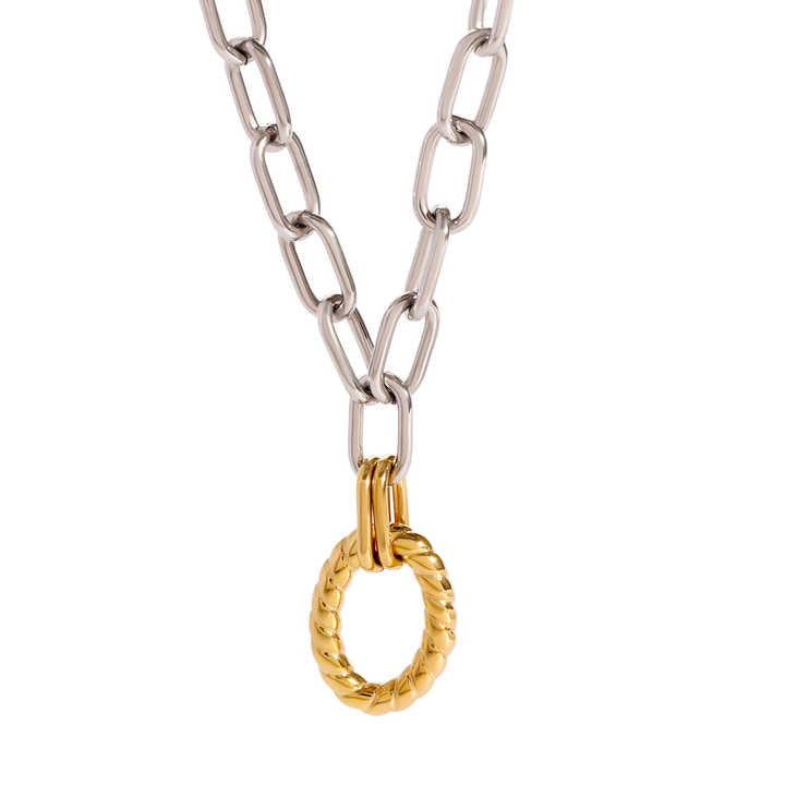 Sienna Silver Link Gold Drop Necklace - Alais Branche
