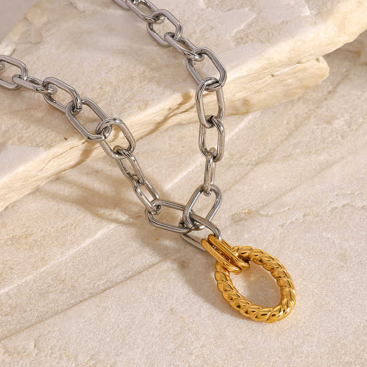 Sienna Silver Link Gold Drop Necklace - Alais Branche