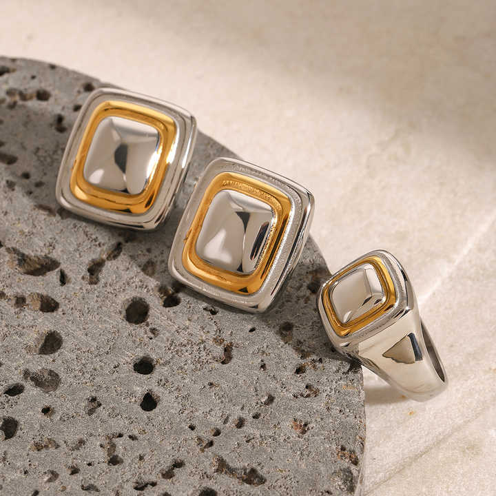 Noa Square Silver Earrings - Alais Branche